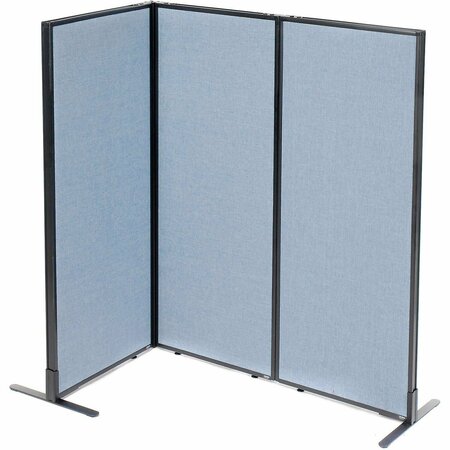 INTERION BY GLOBAL INDUSTRIAL Interion Freestanding 3-Panel Corner Room Divider, 24-1/4inW x 60inH Panels, Blue 695094BL